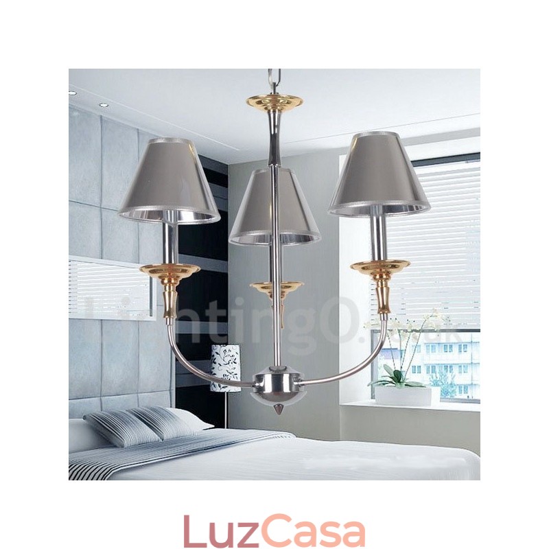 Lustre moderno contemporâneo estilo vela cromado de 3 luzes