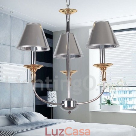 Lustre moderno contemporâneo estilo vela cromado de 3 luzes Lustre moderno contemporâneo estilo vela cromado de 3 luzes