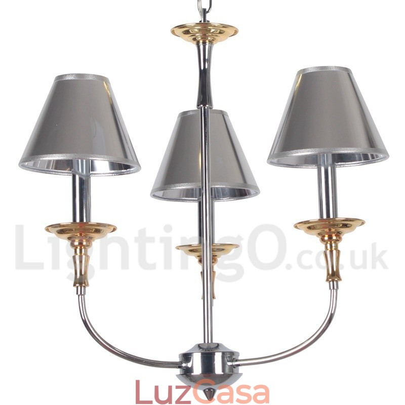 Lustre moderno contemporâneo estilo vela cromado de 3 luzes