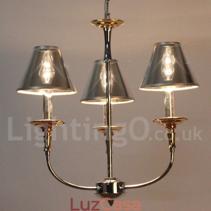 Lustre moderno contemporâneo estilo vela cromado de 3 luzes