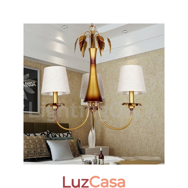 Lustre moderno contemporâneo estilo vela rústica de 3 luzes