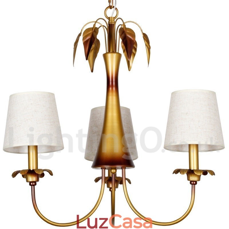 Lustre moderno contemporâneo estilo vela rústica de 3 luzes