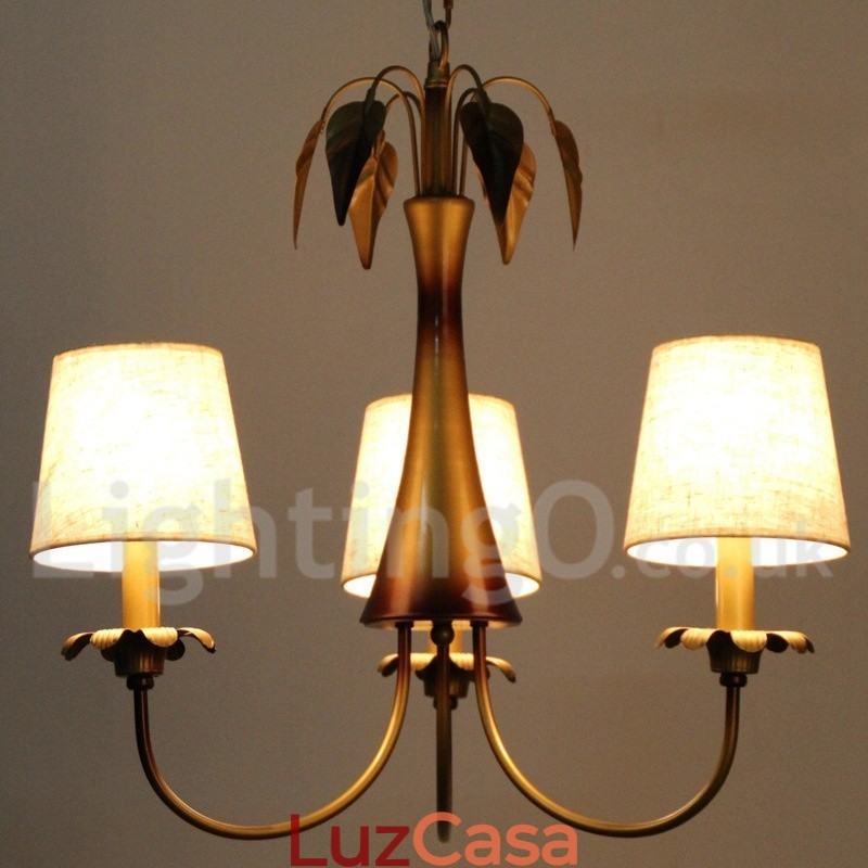 Lustre moderno contemporâneo estilo vela rústica de 3 luzes