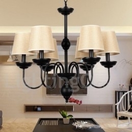 Lustre estilo vela contemporâneo retrô rústico de 6 luzes