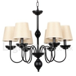 Lustre estilo vela contemporâneo retrô rústico de 6 luzes