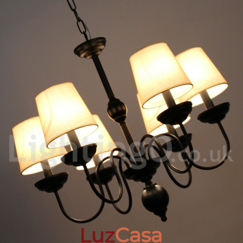Lustre estilo vela contemporâneo retrô rústico de 6 luzes