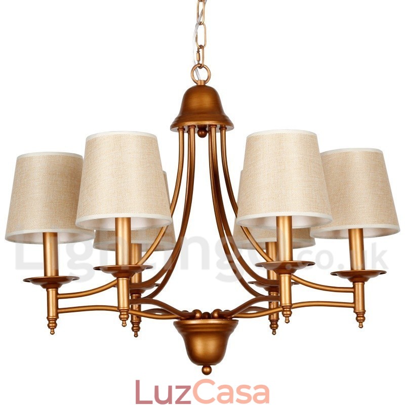 Lustre estilo vela estilo mediterrâneo retrô rústico de 6 luzes
