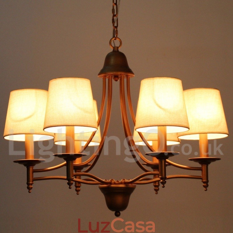 Lustre estilo vela estilo mediterrâneo retrô rústico de 6 luzes