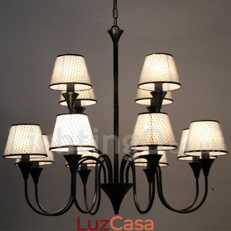 Lustre estilo vela preta retrô moderno e contemporâneo de 12 luzes