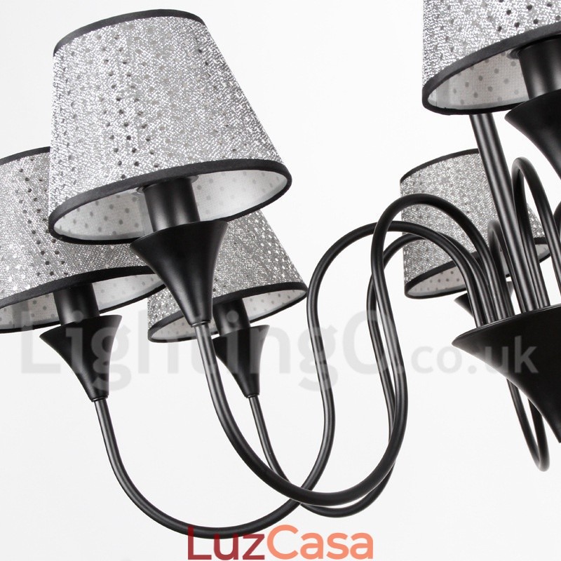 Lustre estilo vela preta retrô moderno e contemporâneo de 12 luzes