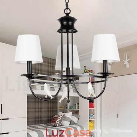 Lustre estilo mediterrâneo retrô preto de 3 luzes, estilo rústico e contemporâneo, estilo vela