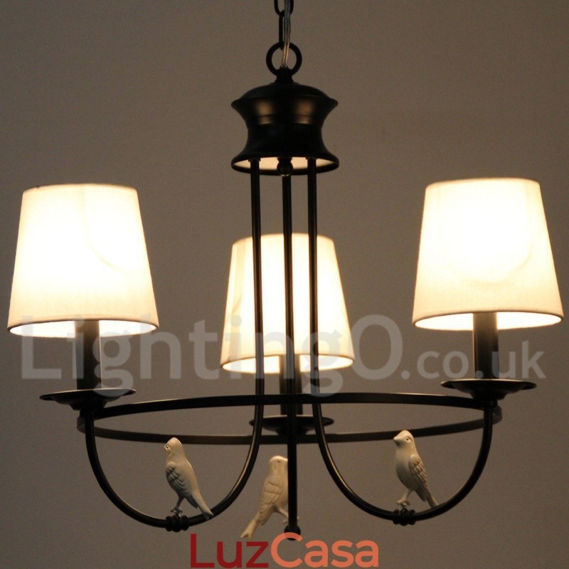 Lustre estilo mediterrâneo retrô preto de 3 luzes, estilo rústico e contemporâneo, estilo vela