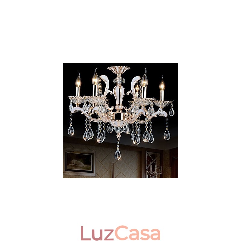 Lâmpadas de liga de zinco de pingente de cristal de vela de luxo estilo europeu