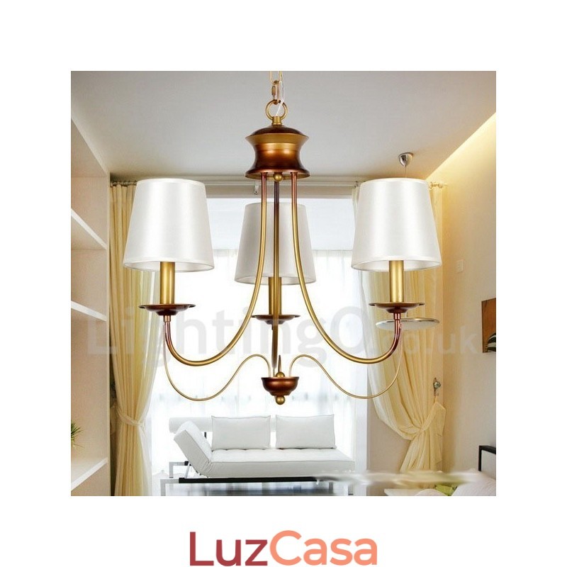 Lustre estilo vela contemporâneo moderno estilo mediterrâneo rústico de 3 luzes