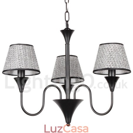 Lustre estilo vela preta retrô contemporâneo moderno rústico de 3 luzes Lustre estilo vela preta retrô contemporâneo moderno rústico de 3 luzes