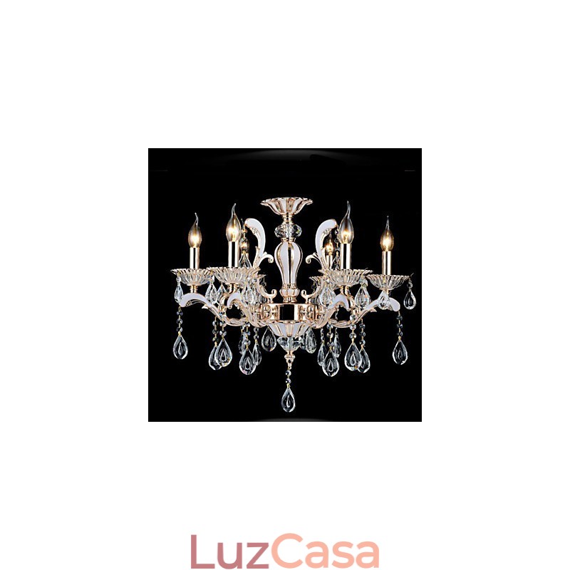 Lâmpadas de liga de zinco de pingente de cristal de vela de luxo estilo europeu