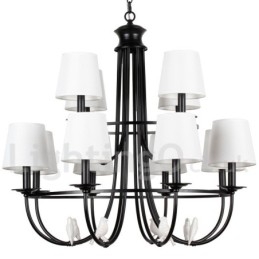 Lustre estilo mediterrâneo retrô preto de 12 luzes, estilo rústico e contemporâneo, estilo vela