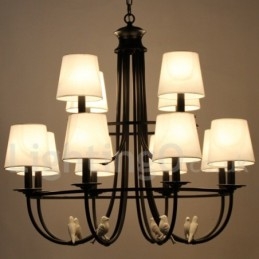 Lustre estilo mediterrâneo retrô preto de 12 luzes, estilo rústico e contemporâneo, estilo vela