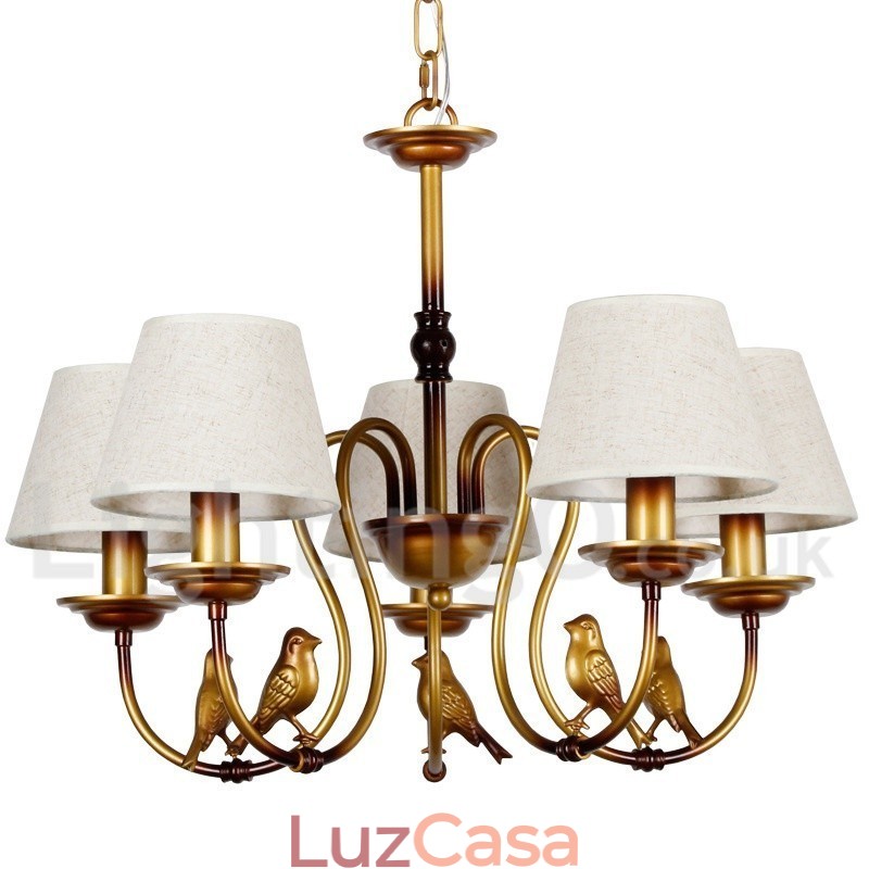 Lustre moderno contemporâneo rústico retrô estilo vela de 5 luzes
