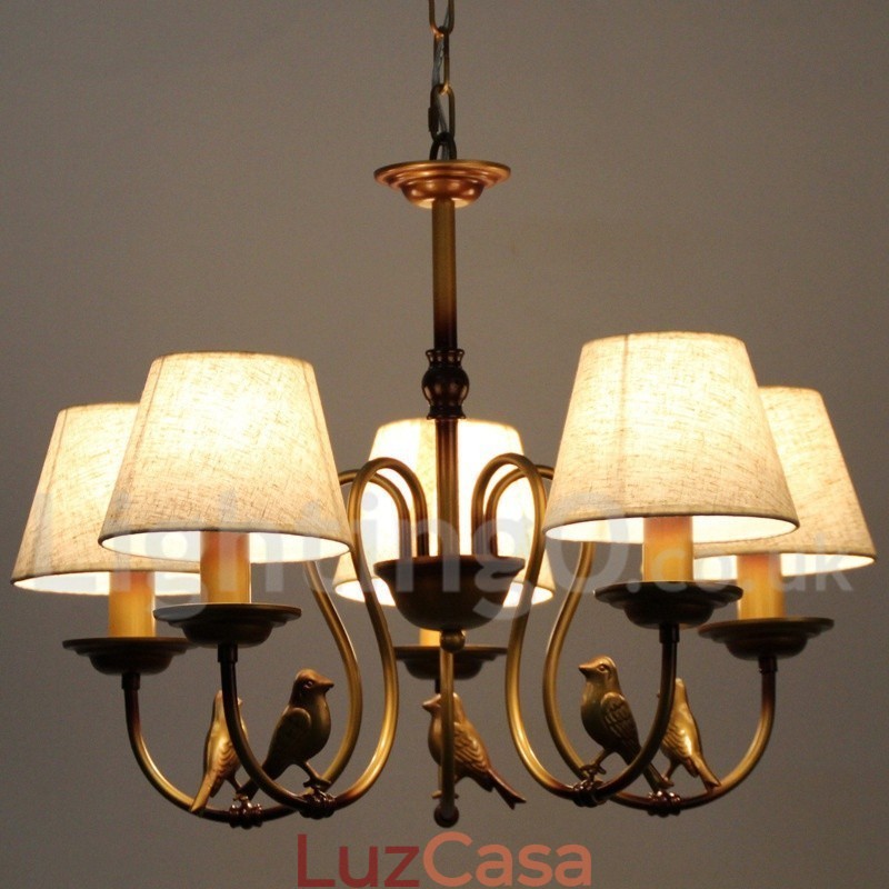 Lustre moderno contemporâneo rústico retrô estilo vela de 5 luzes