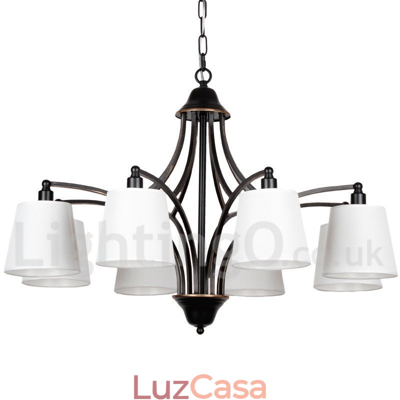 Lustre estilo vela contemporâneo retrô rústico de 8 luzes