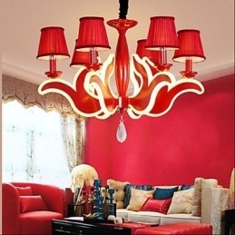 Lustre de acrílico vermelho com luzes criativas para jardim