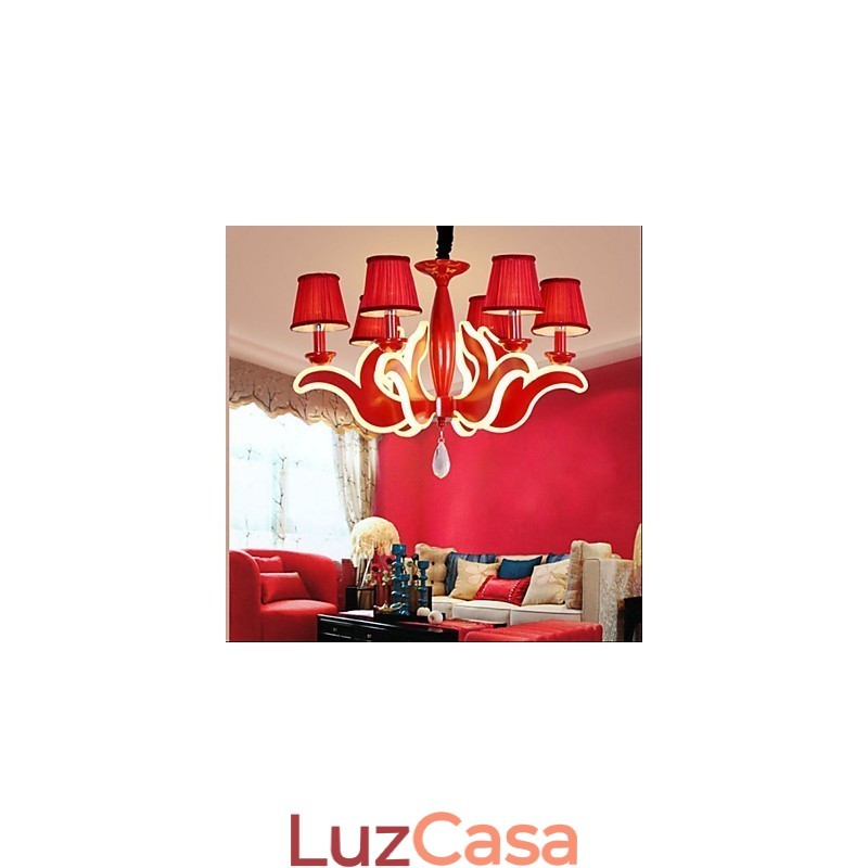 Lustre de acrílico vermelho com luzes criativas para jardim