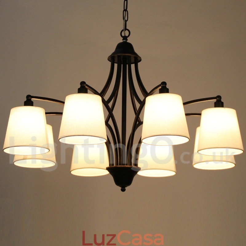 Lustre estilo vela contemporâneo retrô rústico de 8 luzes