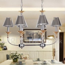 Lustre moderno contemporâneo cromado estilo vela de 6 luzes