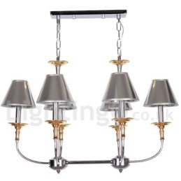 Lustre moderno contemporâneo cromado estilo vela de 6 luzes