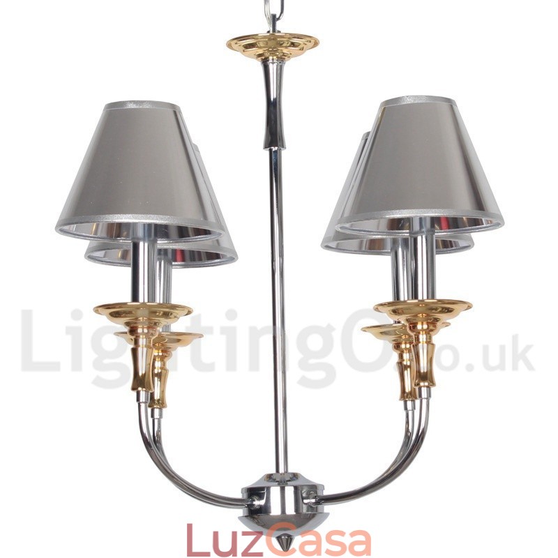 Lustre moderno contemporâneo estilo vela cromado de 4 luzes