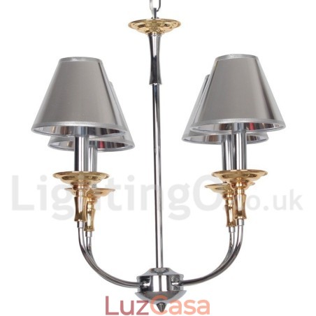 Lustre moderno contemporâneo estilo vela cromado de 4 luzes Lustre moderno contemporâneo estilo vela cromado de 4 luzes