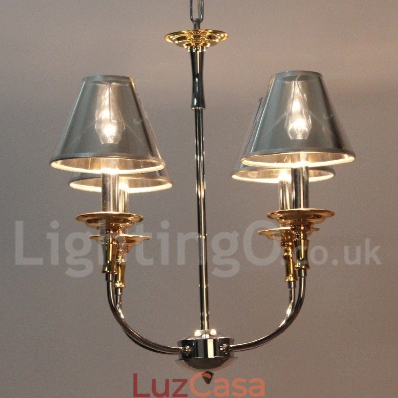Lustre moderno contemporâneo estilo vela cromado de 4 luzes