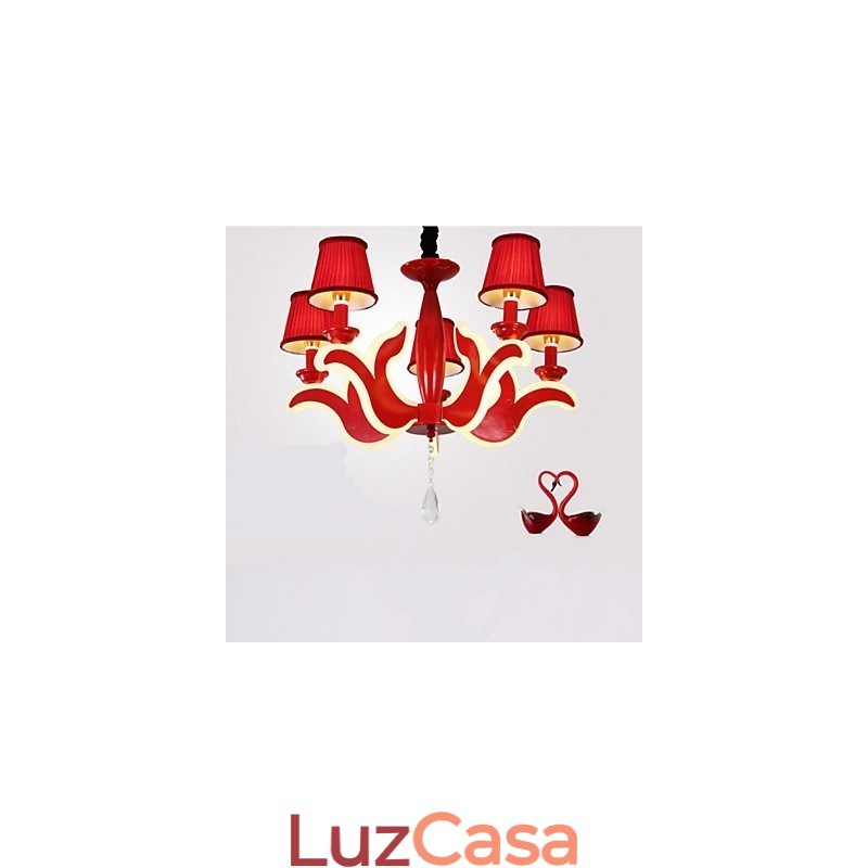 Lustre de acrílico vermelho com luzes criativas para jardim