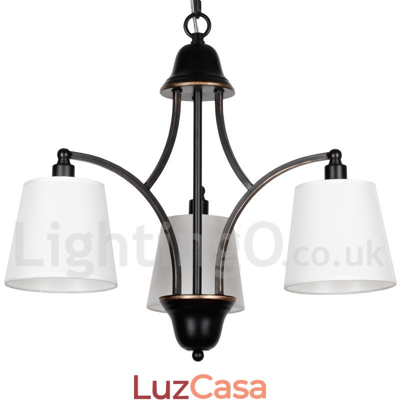 Lustre estilo vela contemporâneo retrô rústico de 3 luzes