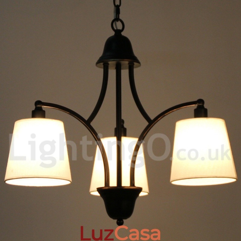 Lustre estilo vela contemporâneo retrô rústico de 3 luzes