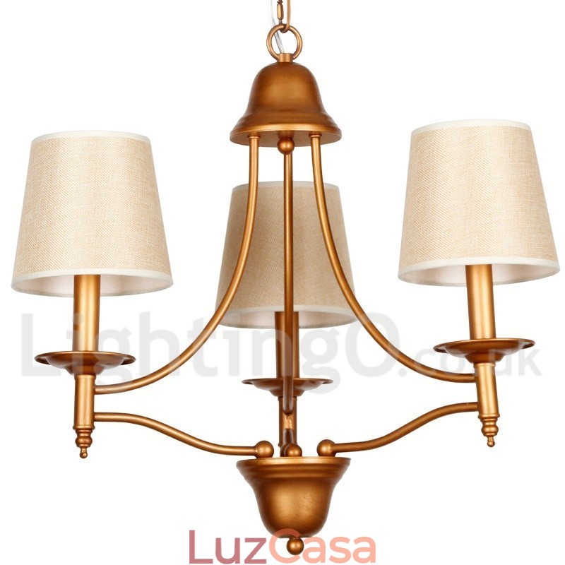 Lustre estilo vela estilo mediterrâneo retrô rústico de 3 luzes
