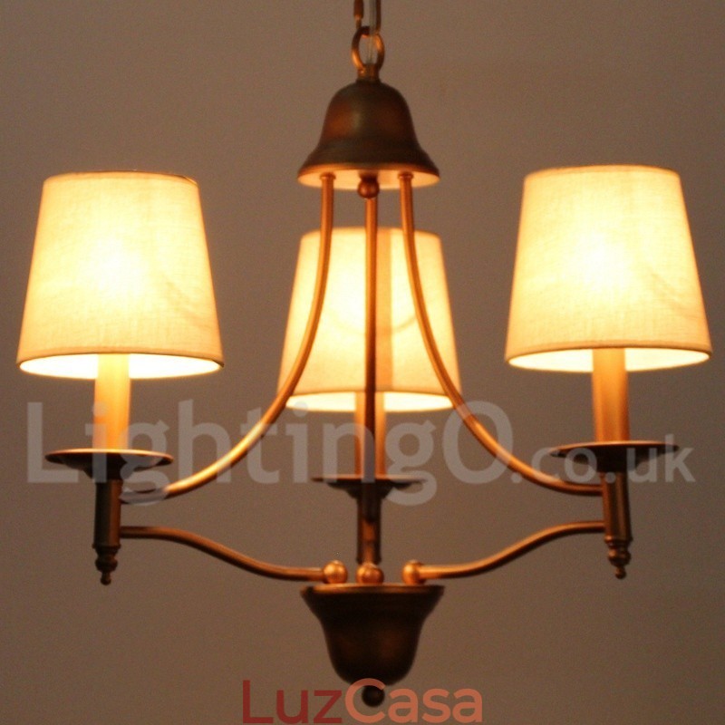 Lustre estilo vela estilo mediterrâneo retrô rústico de 3 luzes