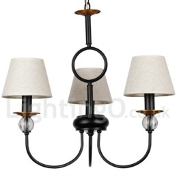 Lustre estilo vela contemporâneo estilo mediterrâneo retrô preto rústico de 3 luzes