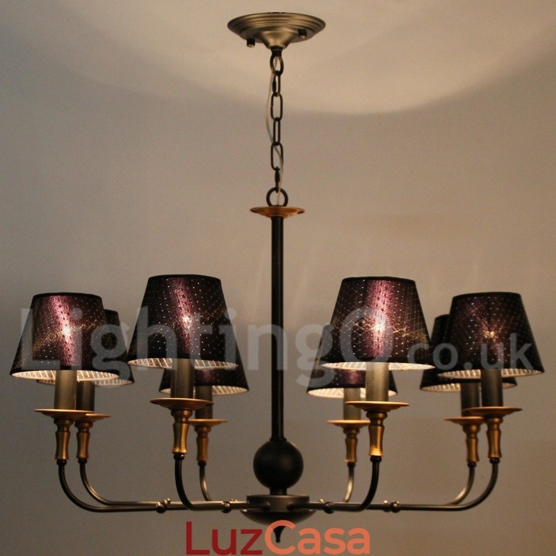 Lustre estilo vela rústica retrô de 8 luzes