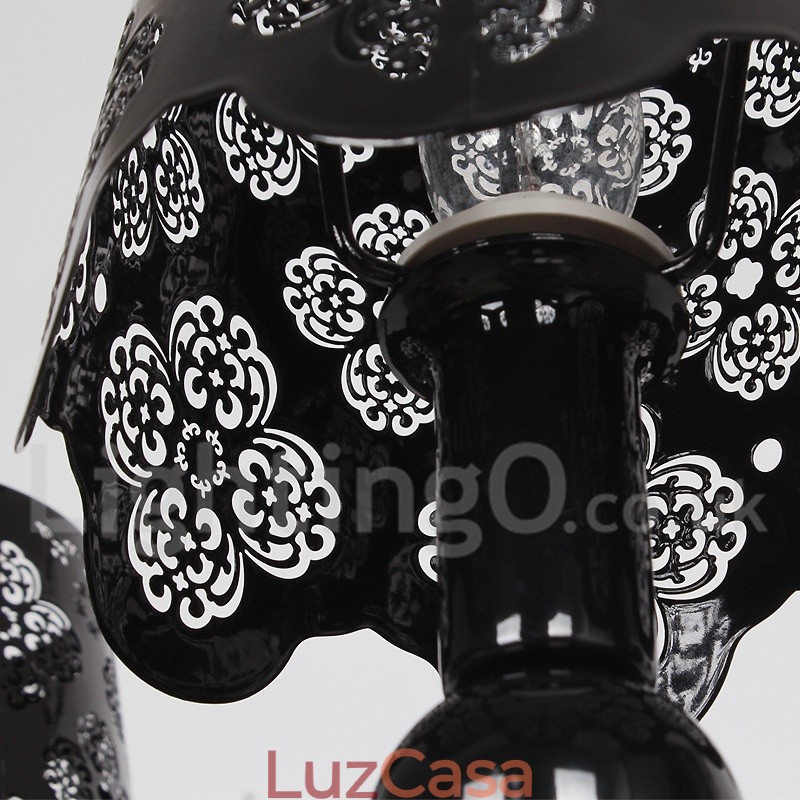 Lustre moderno contemporâneo de 8 luzes estilo vela preta vazada