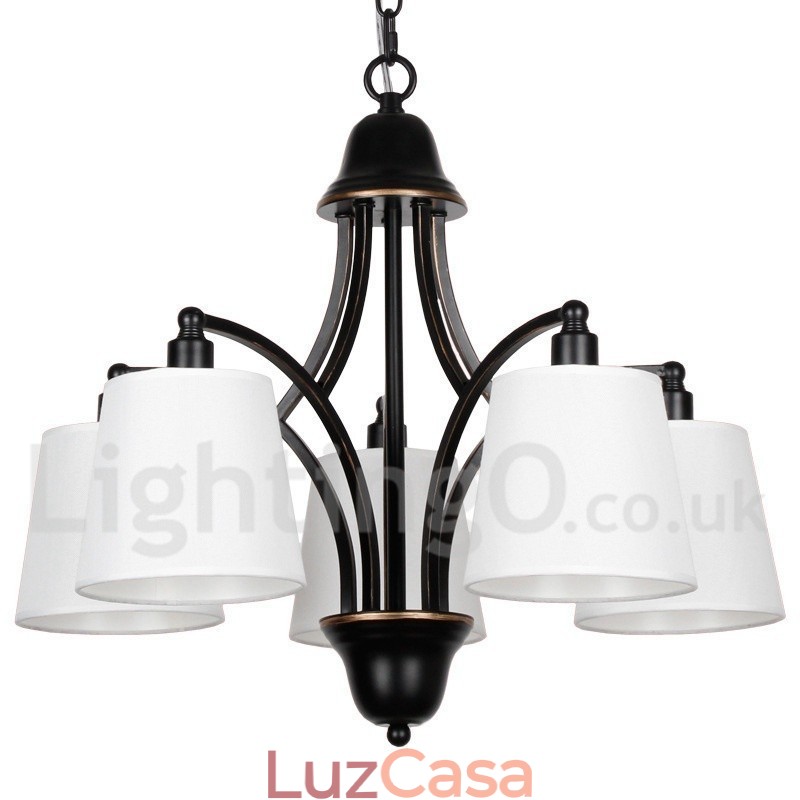 Lustre estilo vela contemporâneo retrô rústico de 5 luzes