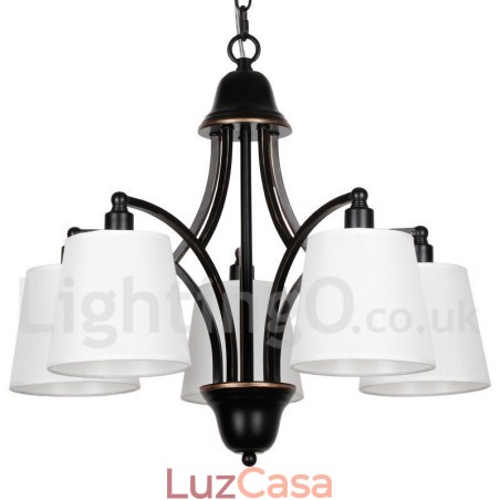 Lustre estilo vela contemporâneo retrô rústico de 5 luzes Lustre estilo vela contemporâneo retrô rústico de 5 luzes