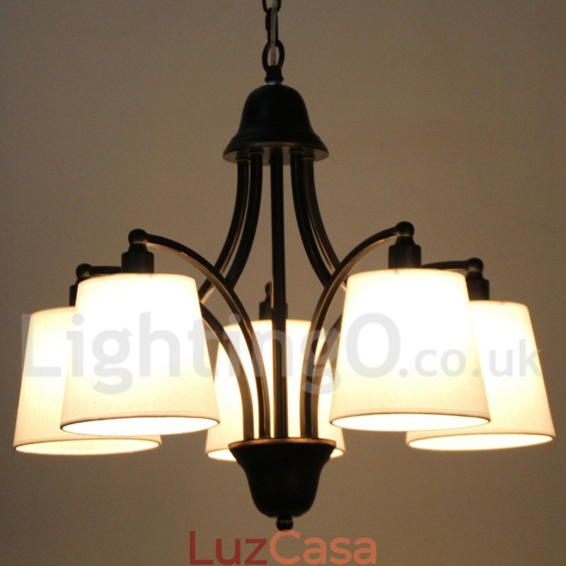 Lustre estilo vela contemporâneo retrô rústico de 5 luzes