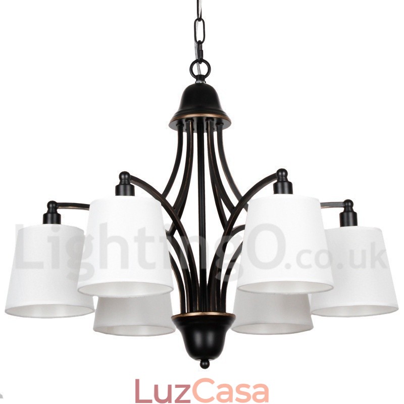 Lustre estilo vela contemporâneo retrô rústico de 6 luzes