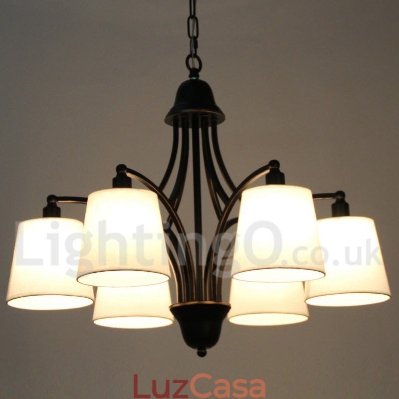 Lustre estilo vela contemporâneo retrô rústico de 6 luzes