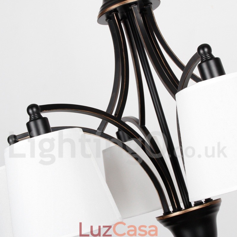 Lustre estilo vela contemporâneo retrô rústico de 6 luzes