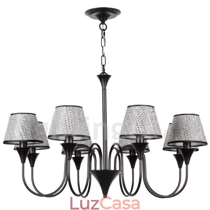 Lustre estilo vela preta retrô contemporâneo moderno rústico de 8 luzes