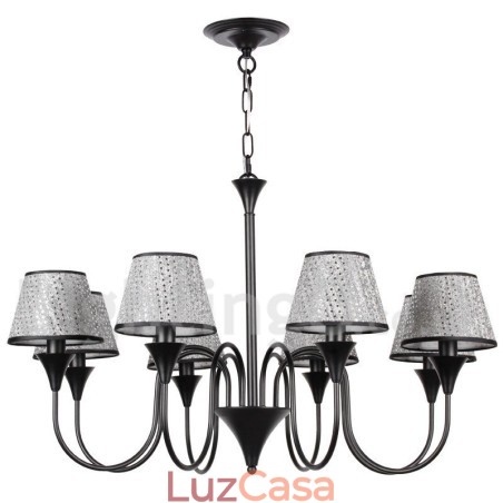 Lustre estilo vela preta retrô contemporâneo moderno rústico de 8 luzes Lustre estilo vela preta retrô contemporâneo moderno rústico de 8 luzes