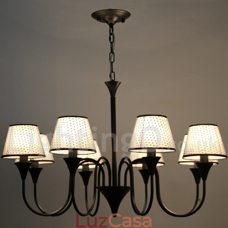 Lustre estilo vela preta retrô contemporâneo moderno rústico de 8 luzes
